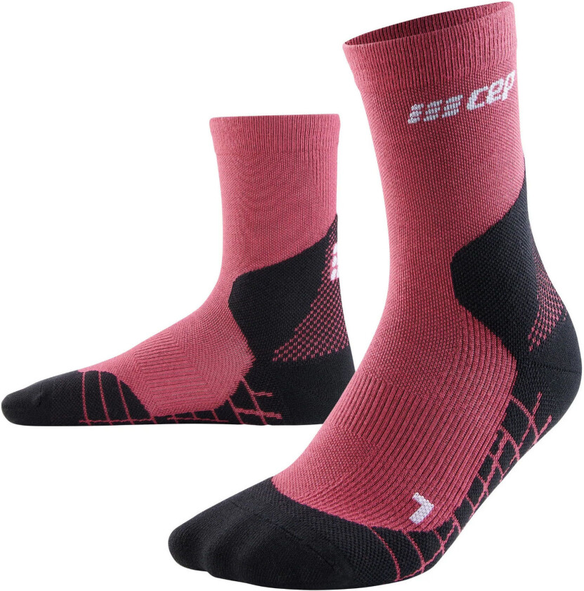 Women's Hiking Light Merino Mid Cut Compression Socks Berry 40-43, Berry