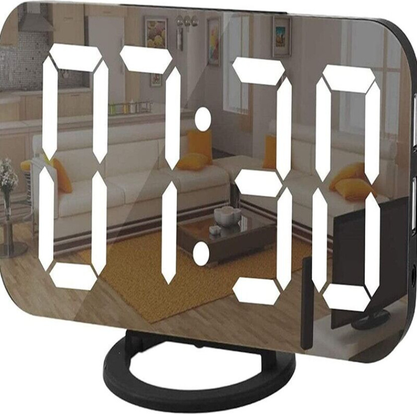 INF Digital vekkerklokke med speilglass - svart