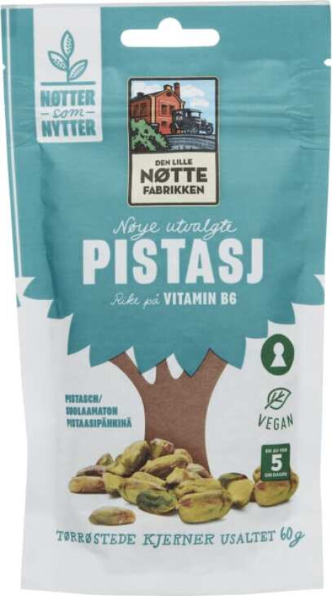 Pistasj Nøtter u/Salt 60g Dln