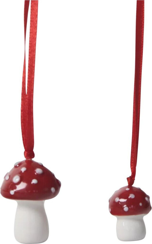 Fluesopp juletreanheng 2 stk. Hvit-rød