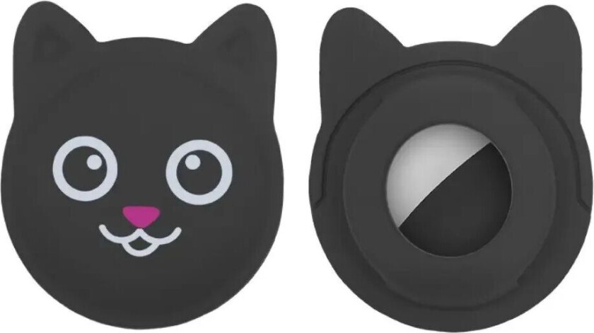 AirTag Plastdeksel med Katteansikt - Svart