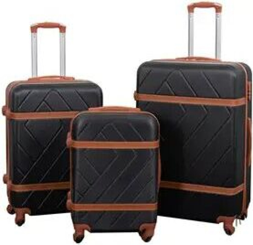 Reisesett - Sett med 3 stk. - Eksklusivt hardcase koffertsett - Retro svart