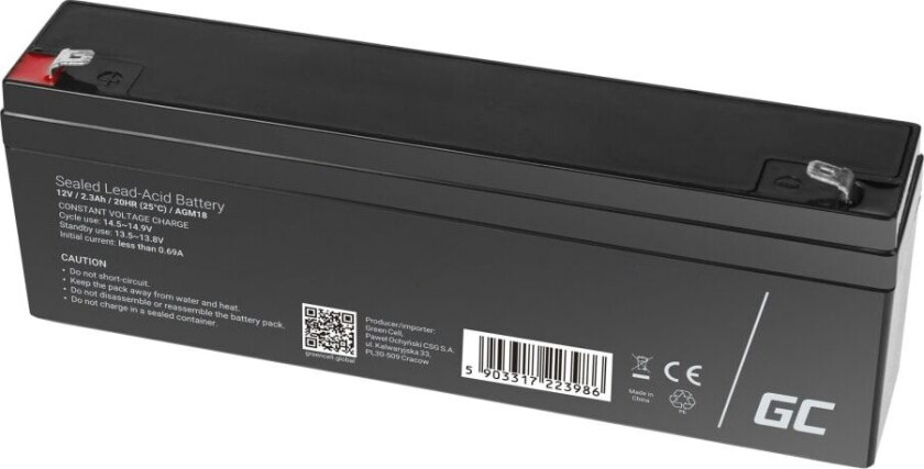 Bilde av Green Cell - UPS-batteri - 1 x batteri - Sealed Lead Acid (SLA) - 2.3 Ah - svart