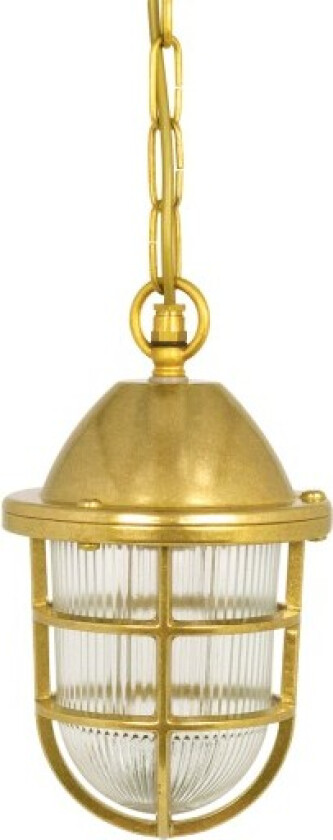 419 Pendel med riflet glass + gitter støpt messing IP44