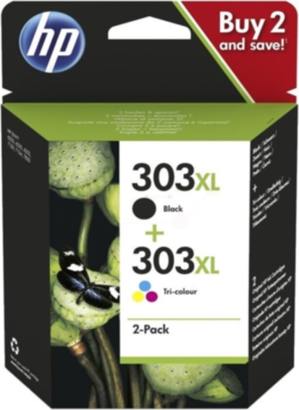 303 XL 3-farger & svart Blekkpatron 2-pack