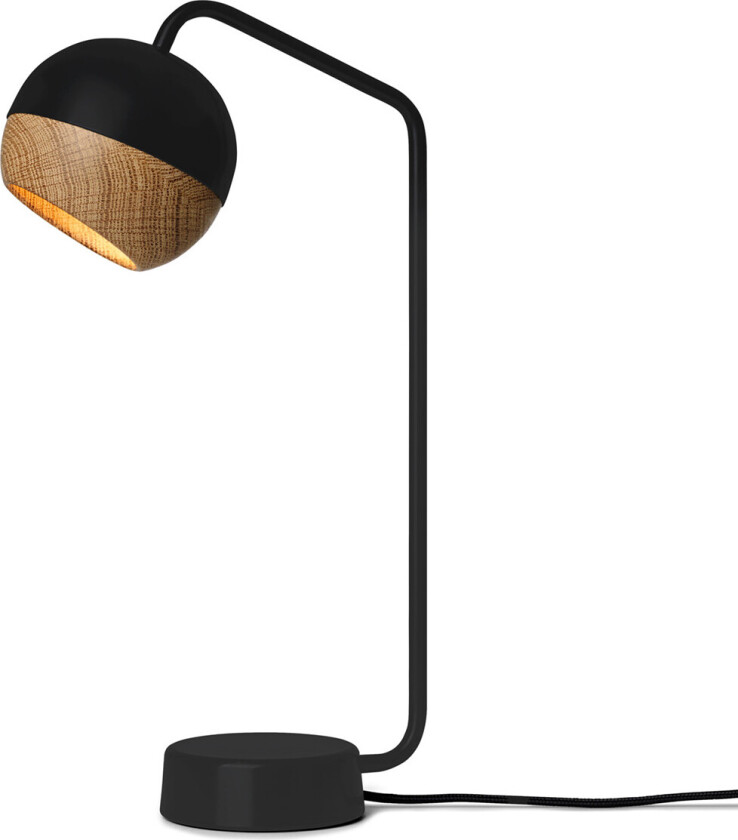 Ray bordlampe black, detalj i eik på skjermen