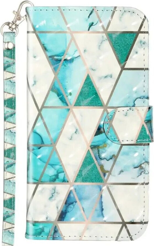 iPhone XR Kunstskinn Deksel med Lommebok & Stropp - Marmor