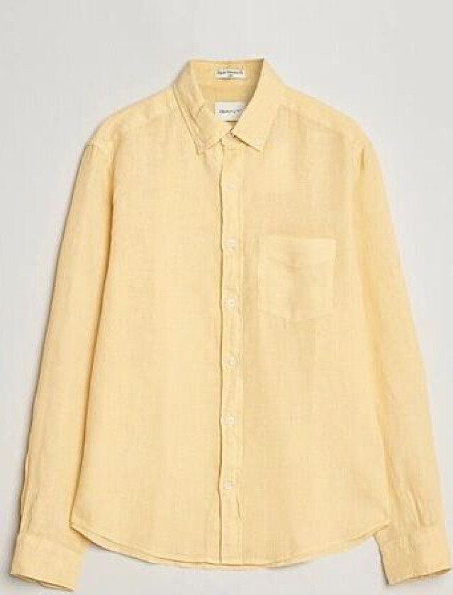 Regular Fit Garment Dyed Linen Shirt Dusty Yellow