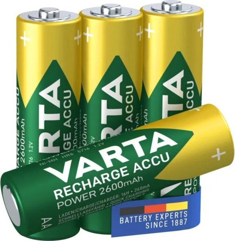 Oppladbare AA-batterier 2600 mAh 4-pk.
