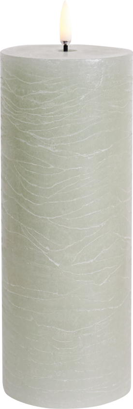 - LED pillar candle - Dusty green, Rustic - 7,8x20 cm (UL-PI-DG-C78020)