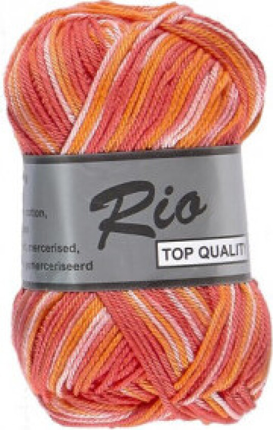 Lammy Rio Garn Print 629 Rød/Rosa/Orange 50 gram