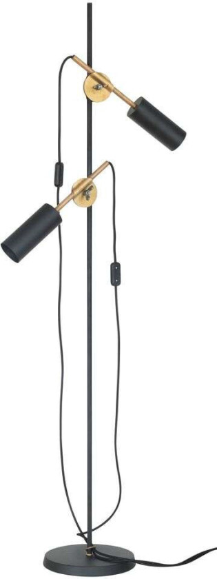 Stav 2 – Lys gulvlampe sort/ubehandlet messing 