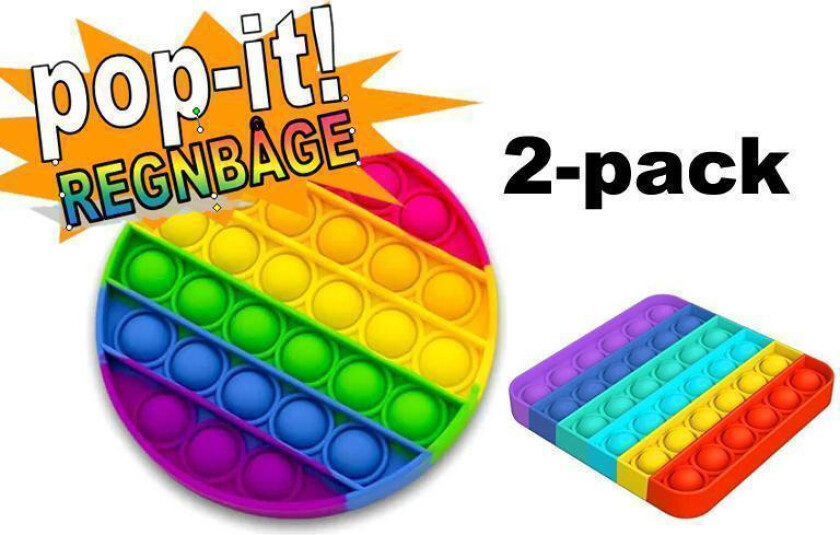2-pak Pop It Fidget Toy Original - Rainbow - CE-godkjent
