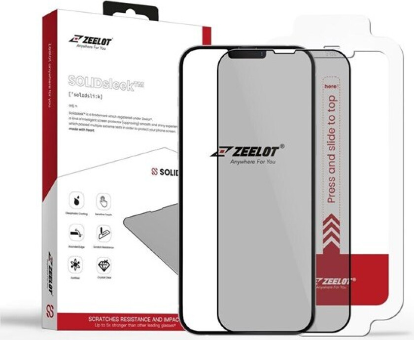 iPhone 13 Mini  SOLIDsleek Privacy Skjermbeskytter med Installasjonssett- Case Friendly - Svart Kant