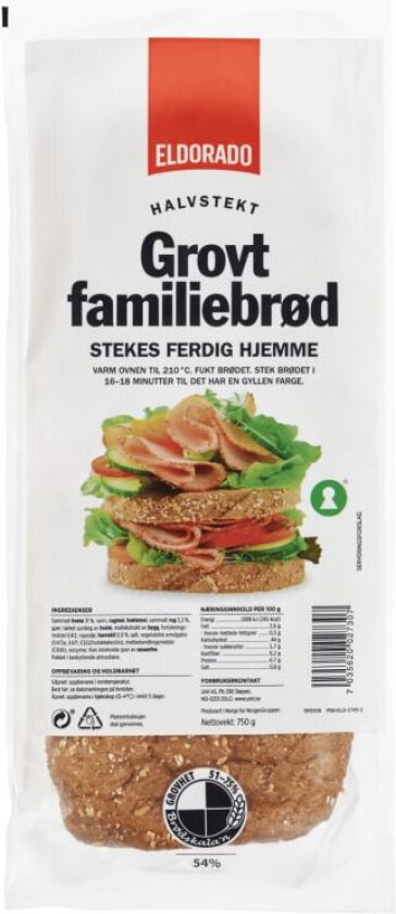 Familiebrød Grovt Halvstekt 750g