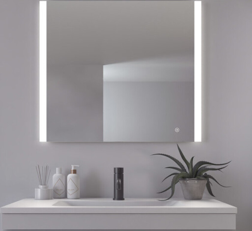 Vega speil med lys, dimbar, touch, 80x70 cm