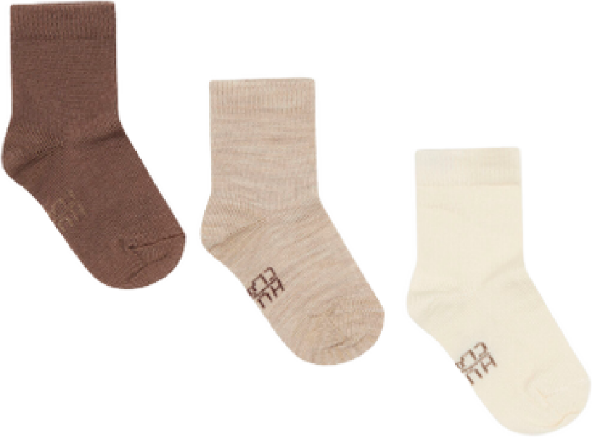 Hust & Claire Foty 3pk ull/bambus sokker - biscuit melange