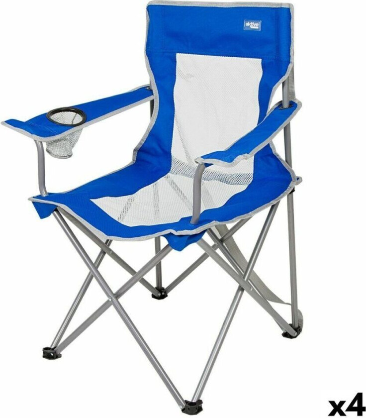 Sammenleggbar campingstol Aktive Blå Grå 46 x 82 x 46 cm (4 enheter)