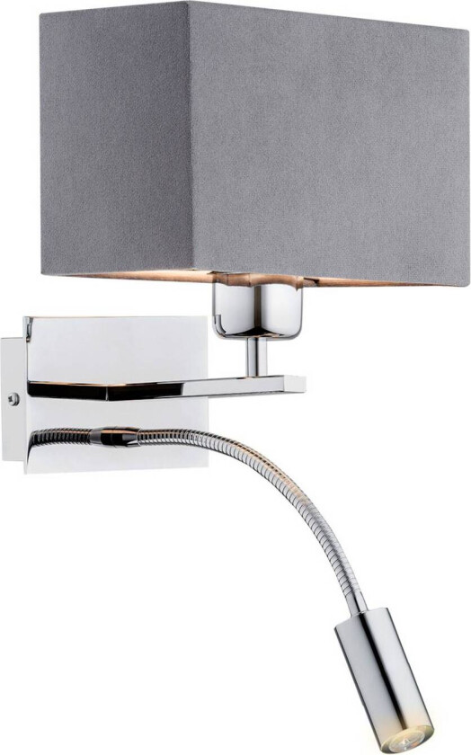 Vegglampe Harry, kantet, krom/krom/mørkegrå