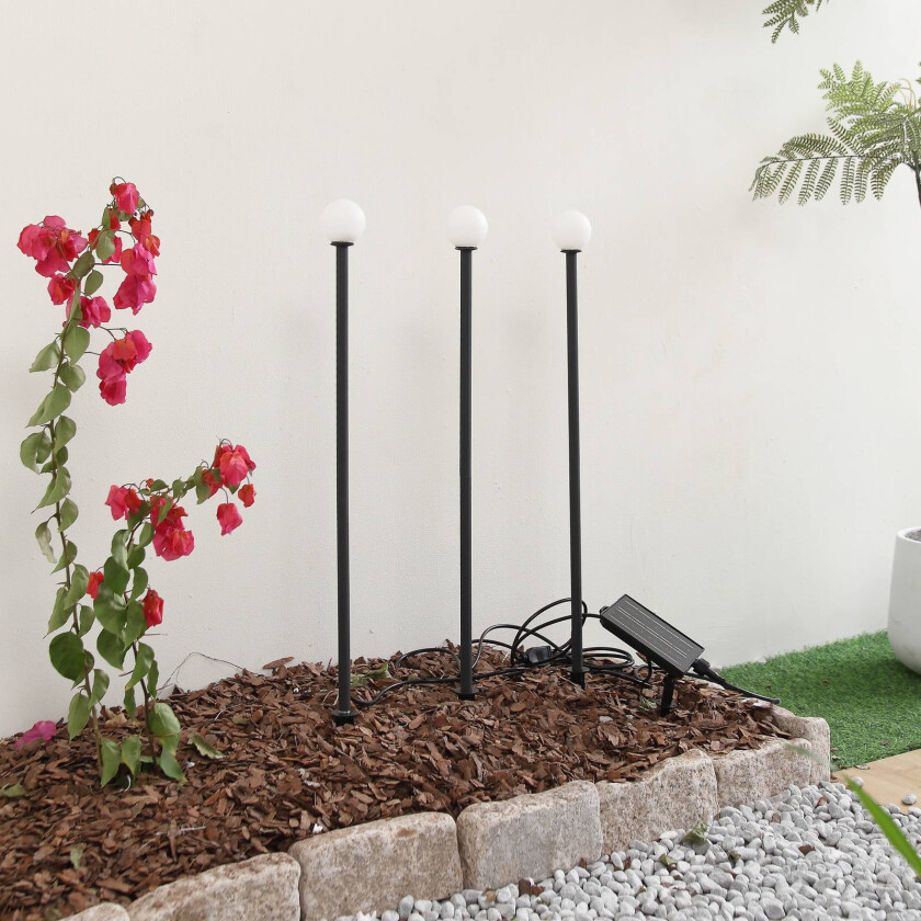 LED-solcellelys Freydis, sett med 3 stk., 2000K