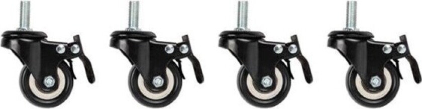 AK-1601-B Rack Wheel Casters (4-Pack) With Thread and Brake for Wall Mounting 19" Cabinets