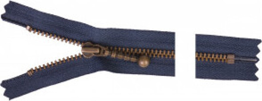 Glidelås Antikk Messing 15cm 4mm Marine