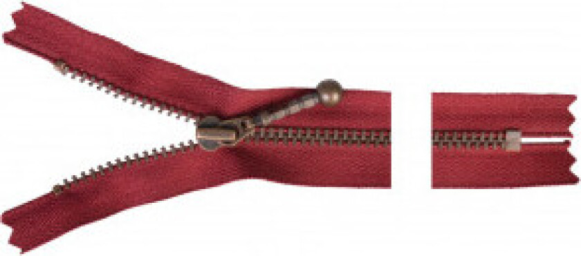 Glidelås Antikk Messing 20cm 4mm Bordeaux