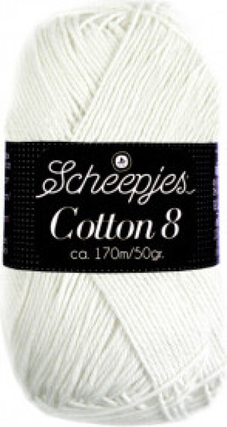 Cotton 8 Garn Unicolor 502 Hvit