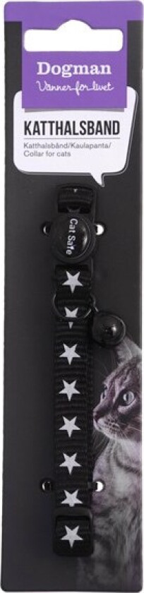 Katthalsband Star Svart 10mm