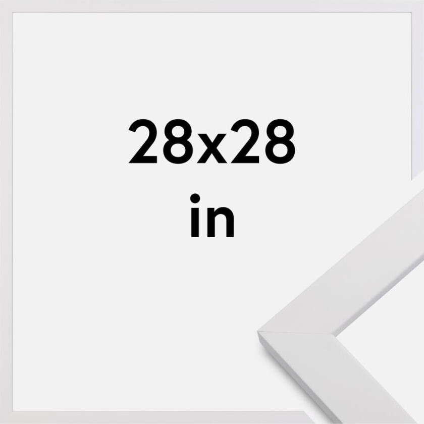 Ramme White Wood Akrylglass 28x28 Inches (71,12x71,12 Cm)