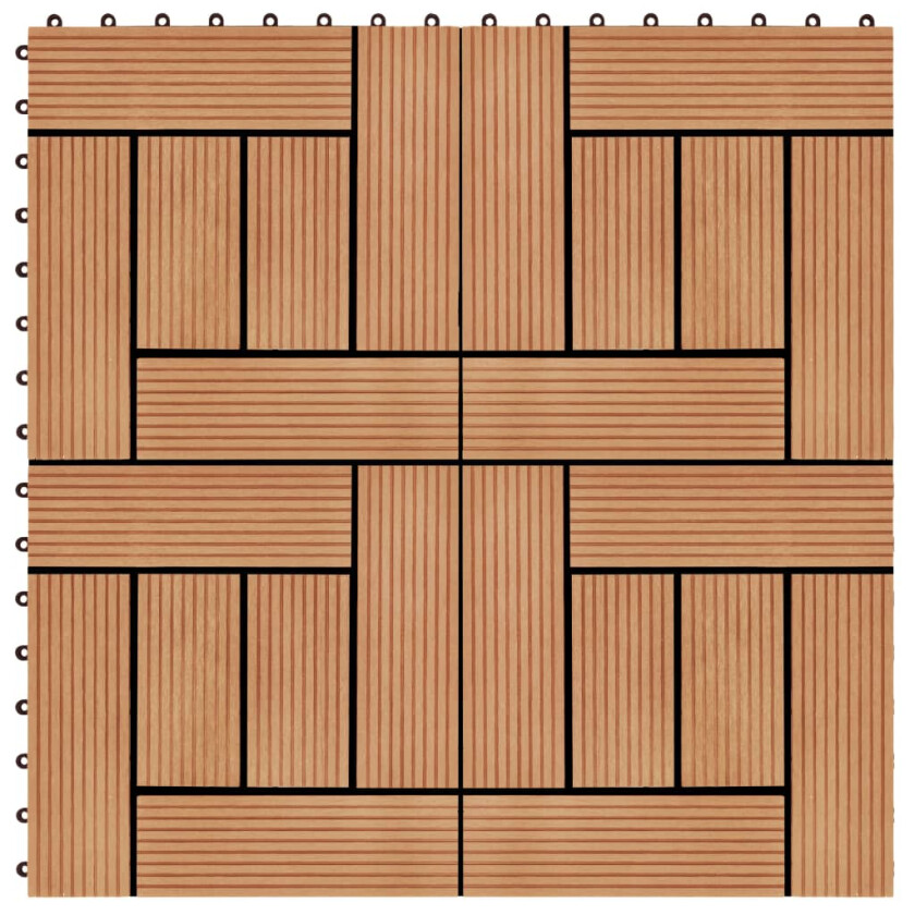 Terrassebord 11 stk WPC 30x30 cm 1 kvm teak-farget