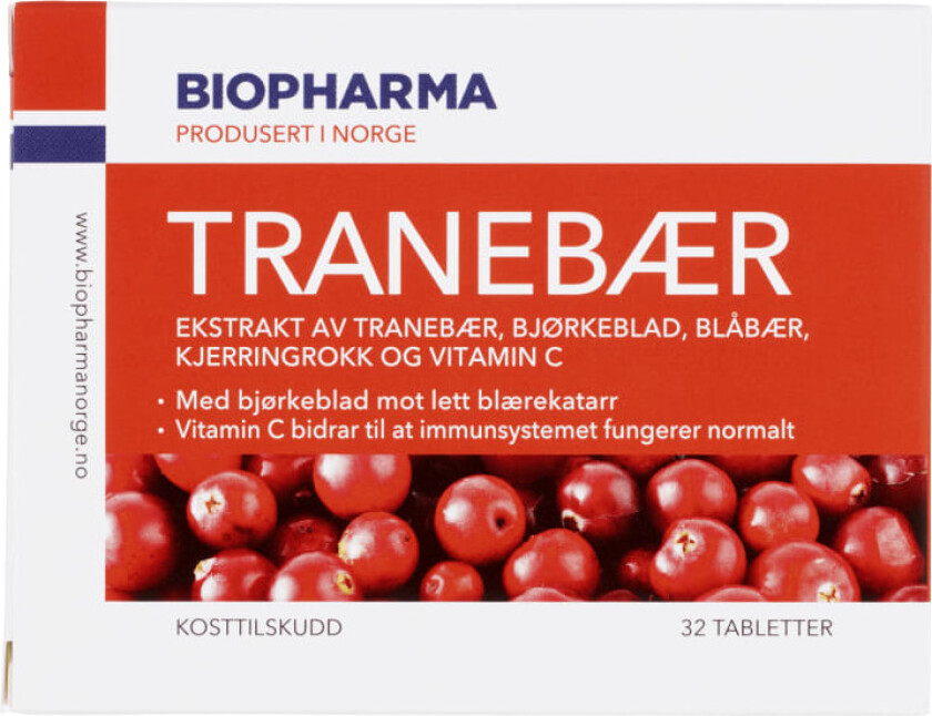 Biopharma Tranebær med Bjørkeblad 32stk