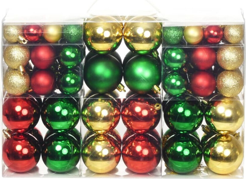 Bilde av Julekuler 100 stk rød/gull/grønn