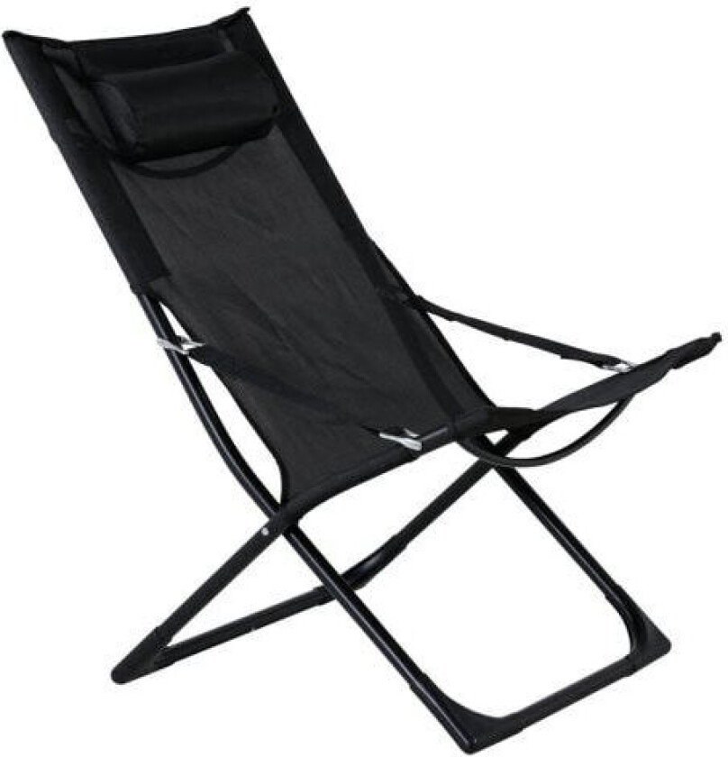 Bilde av Seville hage loungestol, strandsol foldbar svart .