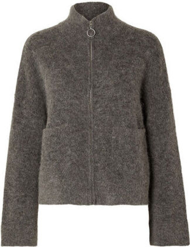 Sia Ras LS Knit Zipper Cardigan - Medium Grey Melange L