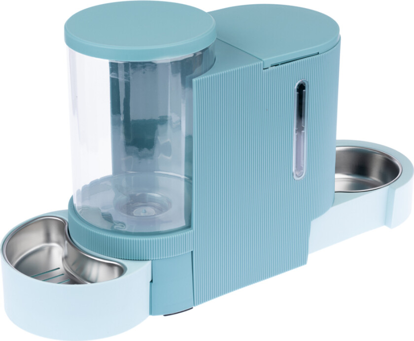 fôr- og vanndispenser, lyseblå - opptil 1,3 kg tørrfôr & 3 l vann