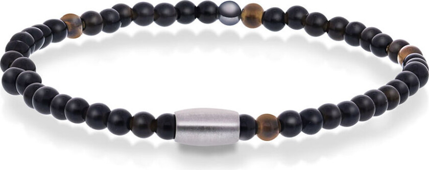 Perlearmbånd i stål med sort hematitt