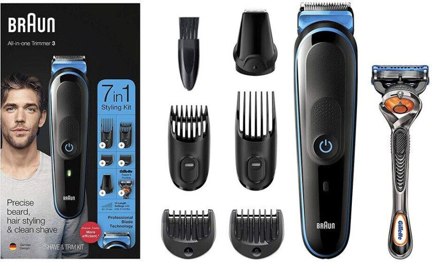 Braun MGK3245 skjegg-/hårtrimmer Sort, Blå