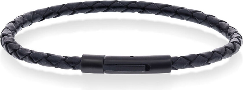 Skinnarmbånd med lås i sort rustfritt stål