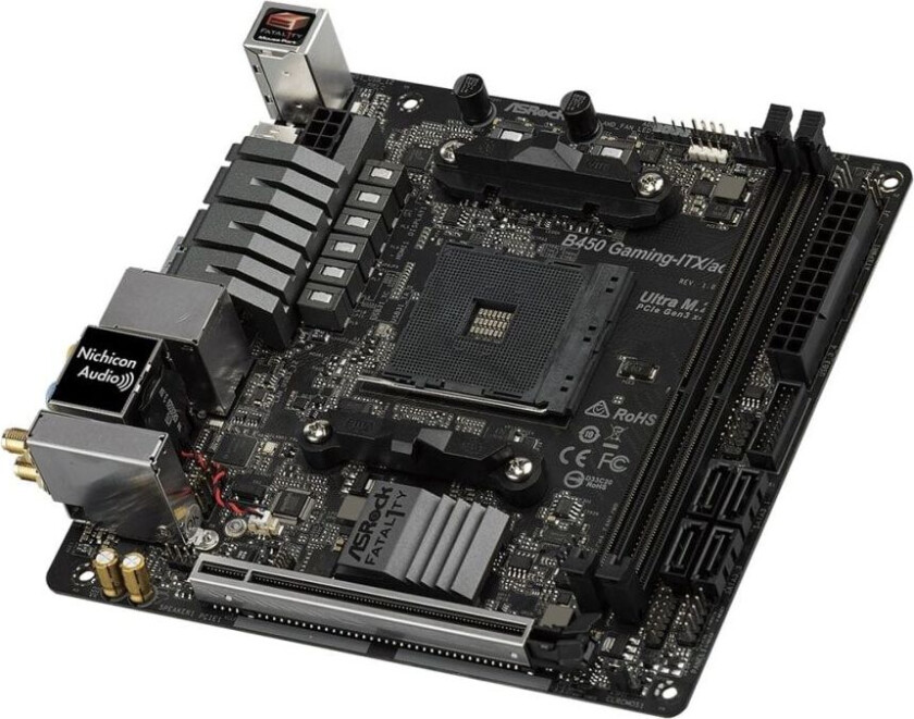 Fatal1ty B450 Gaming-ITX/ac Hovedkort - AMD B450 - AMD AM4 socket - DDR4 RAM - Mini-ITX