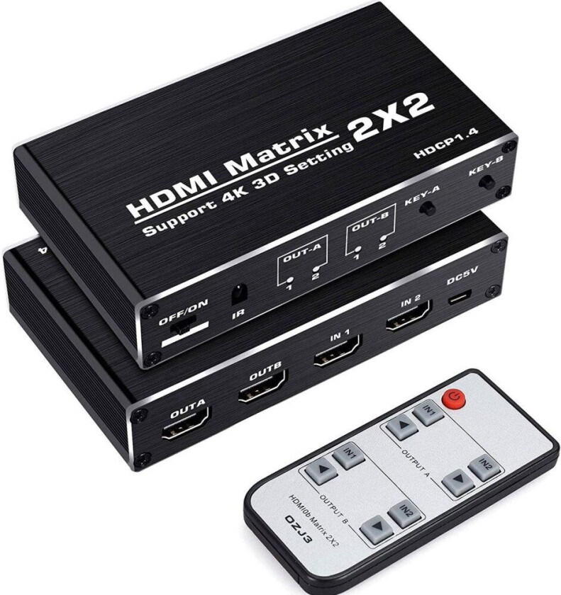 NÖRDIC Matrix HDMI Switch 2 til 2 HDMI 2.0 4K 60Hz HDCP1.4 3D YUV 4: 2: 0