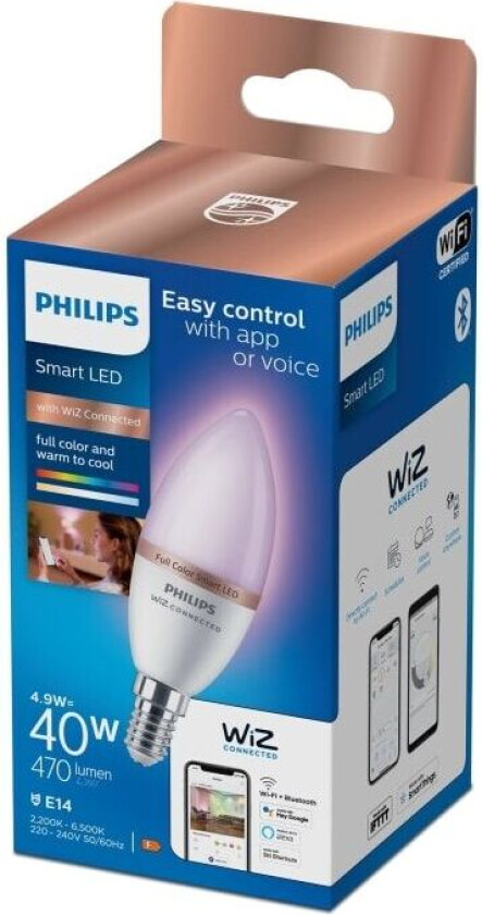 LED-lampe Philips Wiz Full Colors F 40 W 4,9 W E14 470 lm (2200-6500 K)