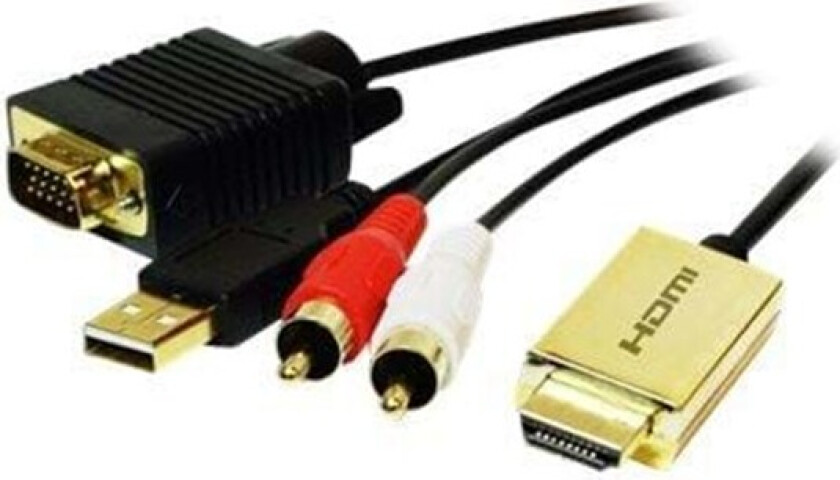 HDMI TIL VGA MED AUDIO KABEL 2M SORT