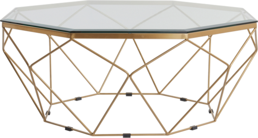 sofabord Ø 98 cm Glass/gull