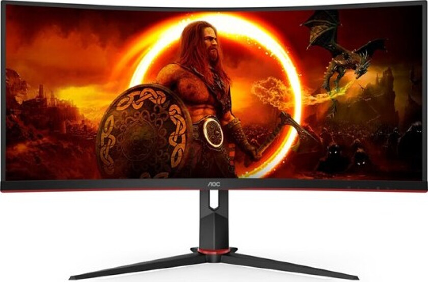 34" AOC G2 CU34G2XP/BK - 3440x1440 - 180Hz - VA - Curved - 1 ms - Skjerm