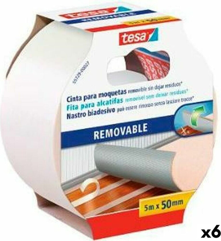Dobbeltsidig tape TESA Mat Selvklebende Hvit 50 mm x 5 m (6 antall)