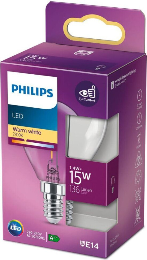 LED-lyspære Classic Candle 1.4W/827 (15W) Clear E14