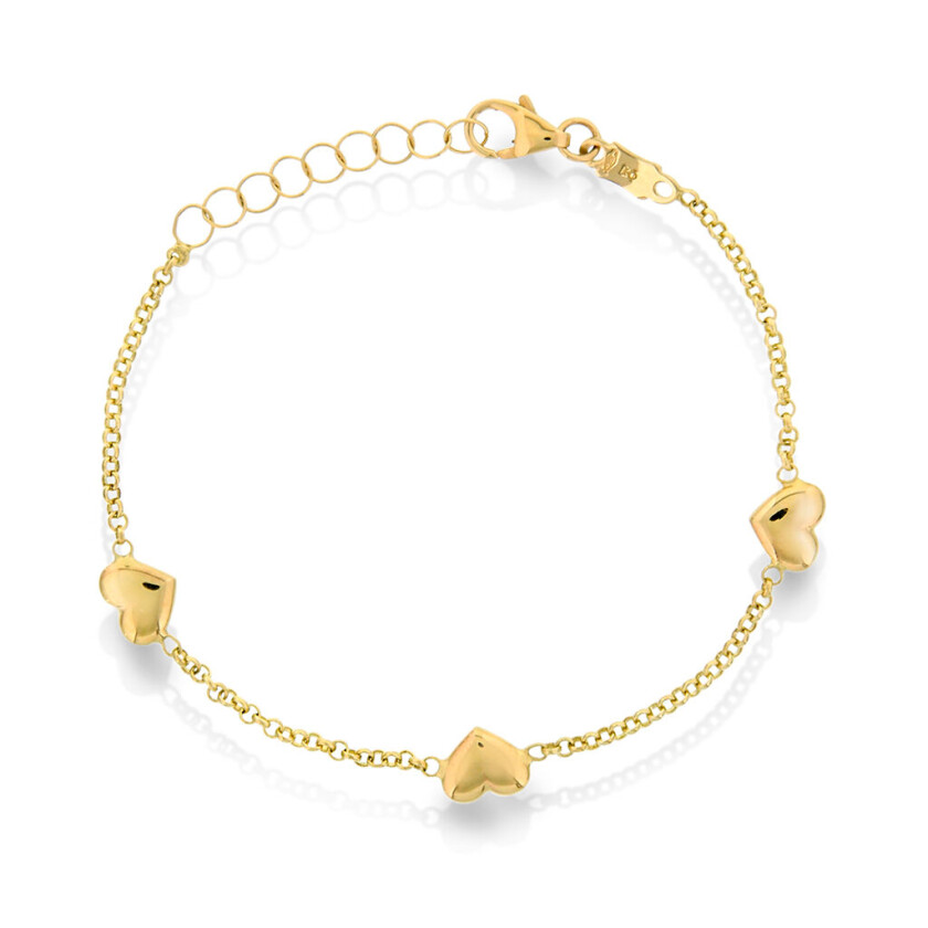 Armbånd til barn i 585 gult gull med hjerter