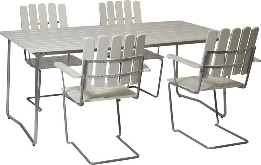 A2 lenestol Hvit lakkert varmgalvanisert eik