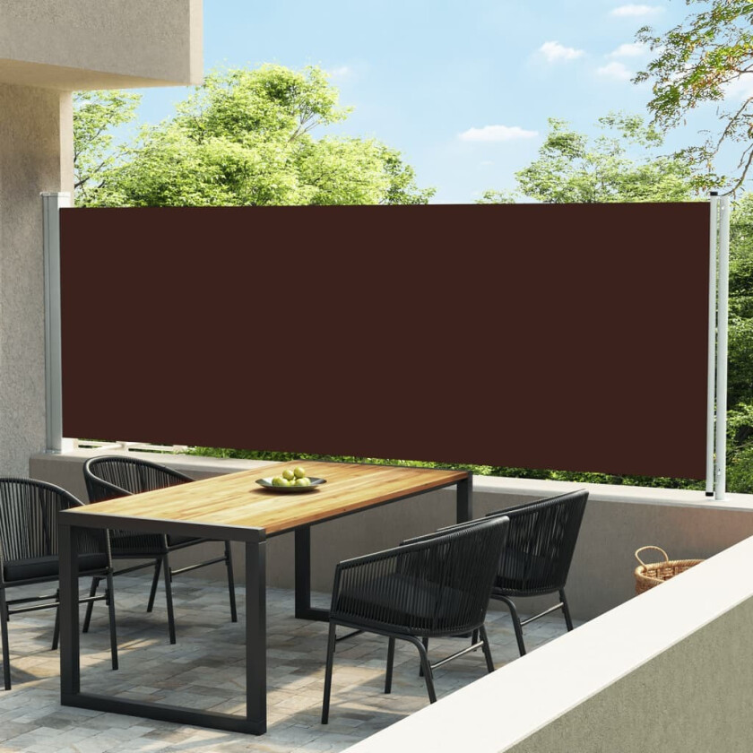 Uttrekkbar sidemarkise 600x160 cm brun